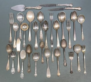 LARGE LOT OF STERLING SPOONS, FORKS, & KNIFE