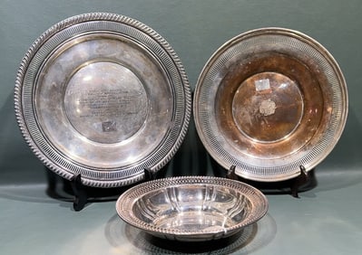 2 STERLING PLATES & STERLING BOWL