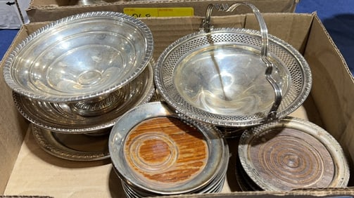 STERLING COMPOTES & COASTERS LOT
