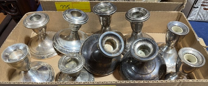 COLLECTION OF WEIGHTED STERLING CANDLESTICKS