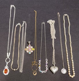 COLLECTION OF STERLING NECKLACES