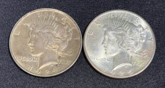 1924 & 1925 PEACE SILVER DOLLARS