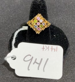 14 KT GOOD FILIGREE DINNER RING