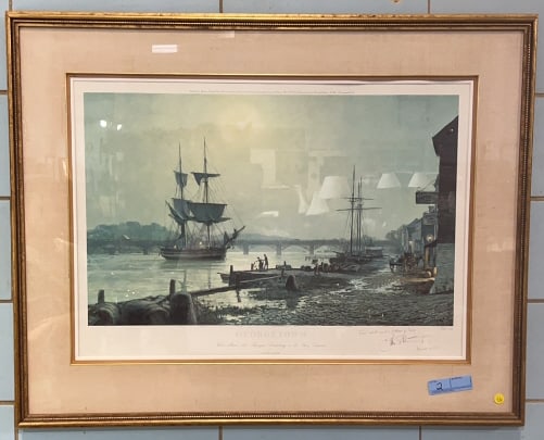 JOHN STOBART FRAMED HAND SIGNED "GEORGETOWN" PRINT: 40" X 32"