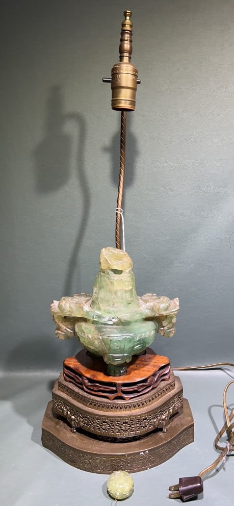 CARVED ORIENTAL JADE LAMP (1 of 6)