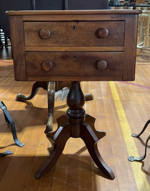 ANTIQUE 2 DRAWER PEDESTAL BASE STAND (1 of 4)