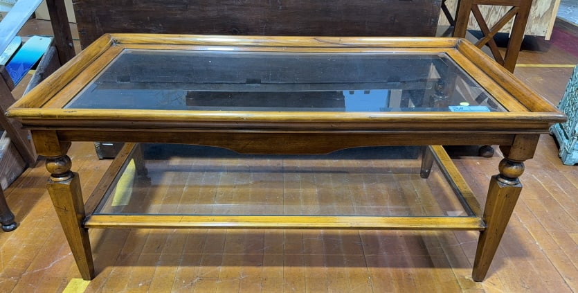 FRENCH STYLE GLASS TOP COFFEE TABLE (1 of 4)