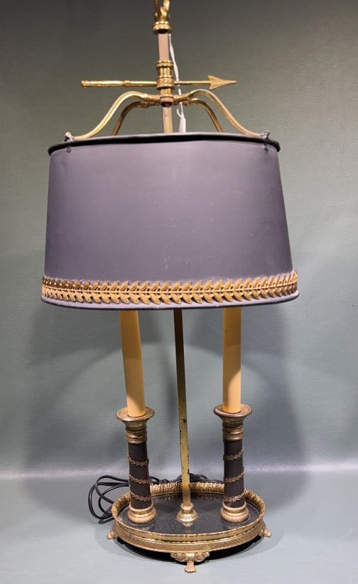 TOLE DECORATED DOUBLE TABLE LAMP (1 of 6)