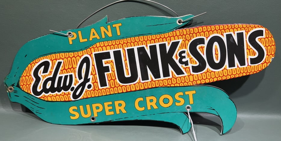 PORCELAIN EDW. J. FUNK & SON CORN SIGN (1 of 2)