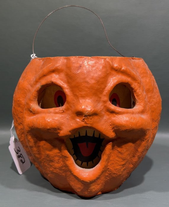 VINTAGE DOUBLE SIDED PAPER MACHE JACK-O-LANTERN: 5" X 7"