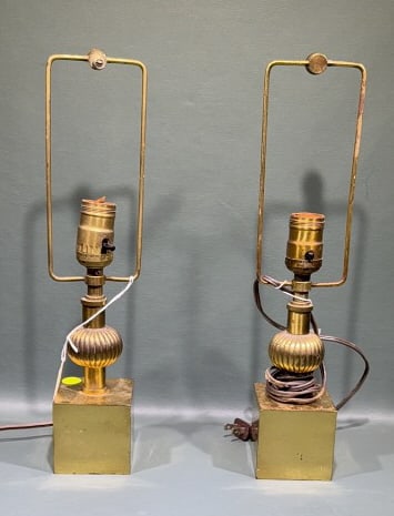 PAIR OF BRASS TABLE LAMPS: ~