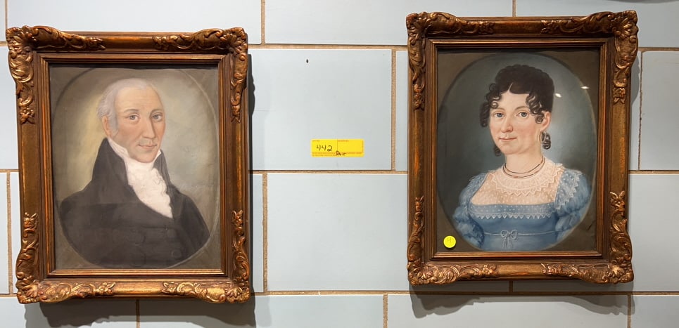PAIR OF EARLY FRAMED PASTEL PORTRAITS (1 of 6)
