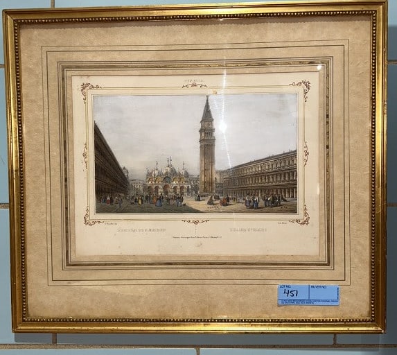 EARLY ITALIAN "ST. MARKS SQUARE" FRAMED PRINT (1 of 5)