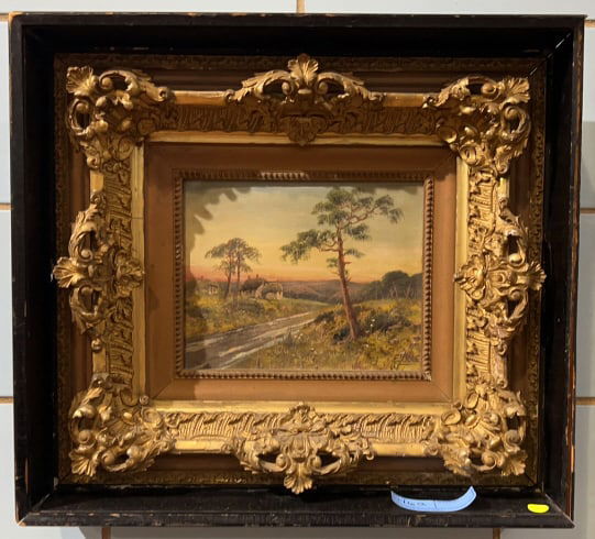 E. COLE OIL ON CANVAS OF COTTAGE SCENE (EDWIN?) (1 of 4)