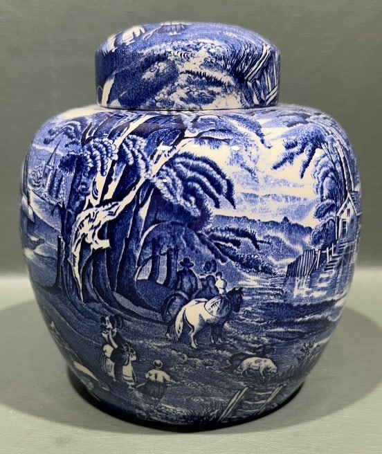 OLD FOLEY STAFFORDSHIRE GINGER JAR: 7" TALL