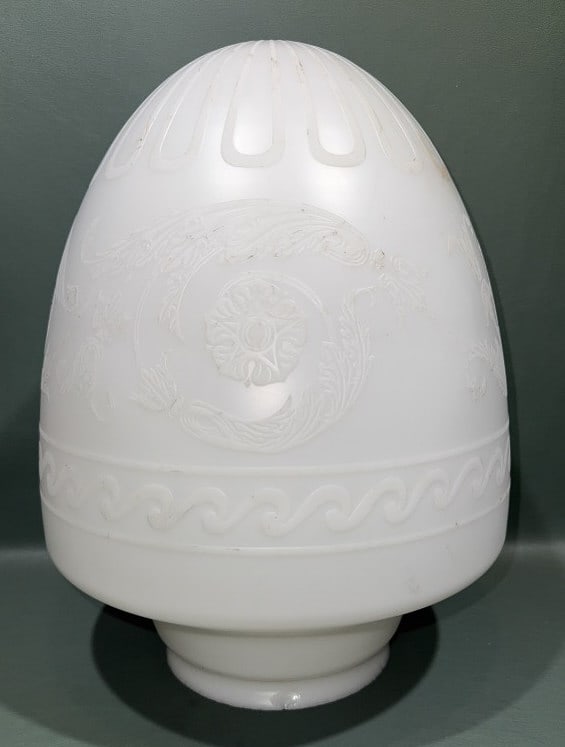 ANTIQUE WHITE SATIN GLASS LAMP SHADE WITH RAISED D (1 of 6)