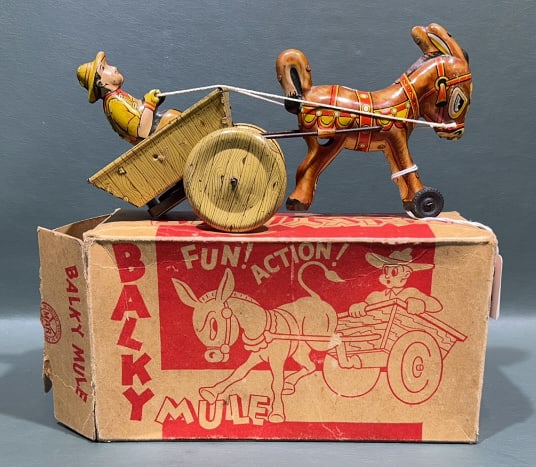 MARX BALKY MULE TIN TOY IN ORGINIAL BOX: 9" X 3" X 5"