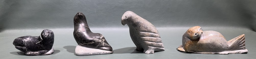 4 INUIT SOAPSTONE CARVING: 6"