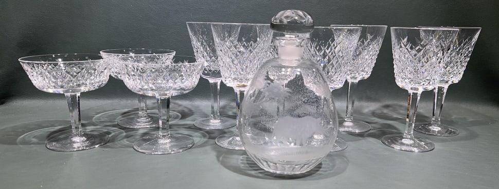 10 WATERFORD STEMWARE & ETCHED GLASS DECANTER (1 of 5)