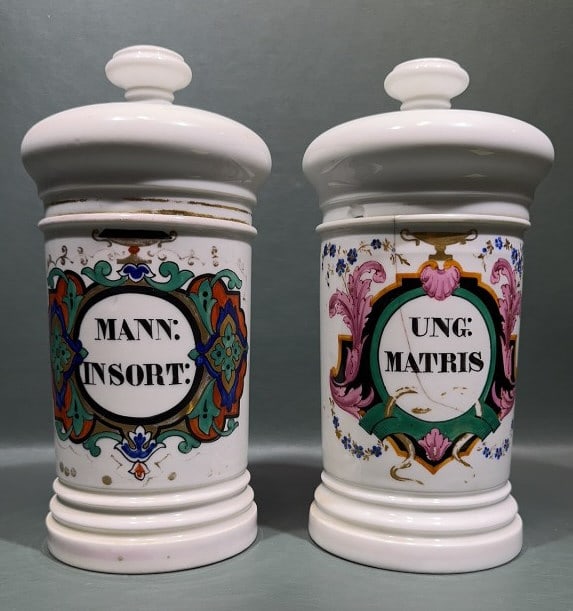 2 ANTIQUE HANDPAINTED APOTHECARY JARS (1 of 5)