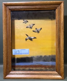 CARVED FLYING DUCK DIARAMA