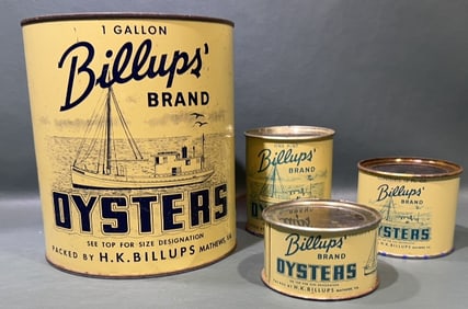 SET OF 4 BILLUPS OYSTER CANS