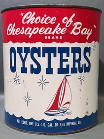 "CHOICE OF THE CHESAPEAKE BAY" 1 GALLON OYSTER CAN