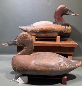 PAIR OF CAPT. JESS URIE CANVASBACK DECOY O. P.