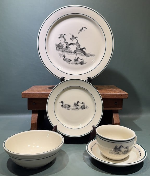 RICHARD E. BISHOP SET OF DUCK SCENE DISHES: ~