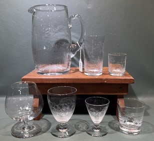 LARGE SET OF RICHARD E. BISHOP GLASS WARE