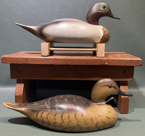WILDFOWLER PAIR OF GREEN-WING TEAL DECOYS: 12"