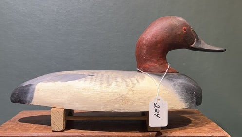 CAPT. HARRY JOBES WOODEN CANVASBACK DUCK DECOY