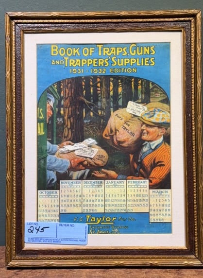 FRAMED TAYLOR FUR CO. ADVERTISING SIGN: 10-1/2" X 13-1/2"