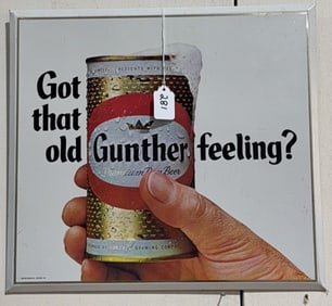 METAL GUNTHER BEAR ADVERTISING SIGN