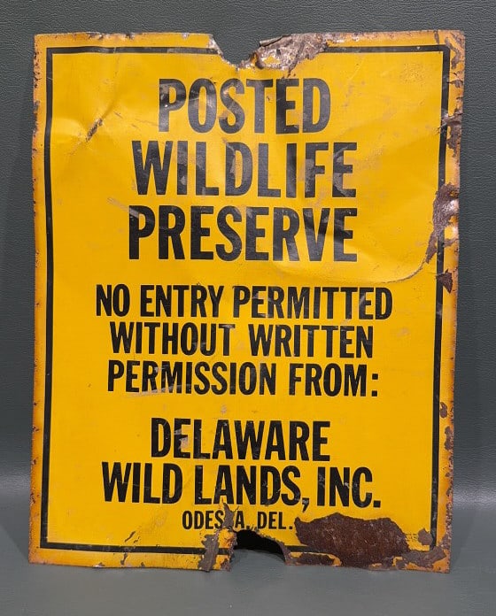 POSTED WILDLIFE PRESERVE SIGN: 10" X 8"