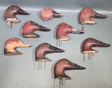 BOX LOT OF DECOY HEADS ~ 9