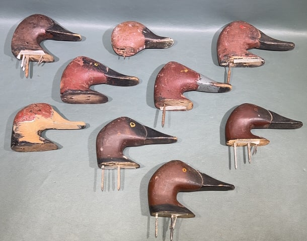 BOX LOT OF DECOY HEADS ~ 9: 6" X 4"