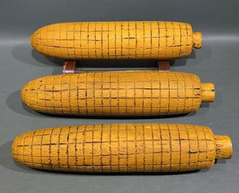 3 WOODEN CORN DECOYS