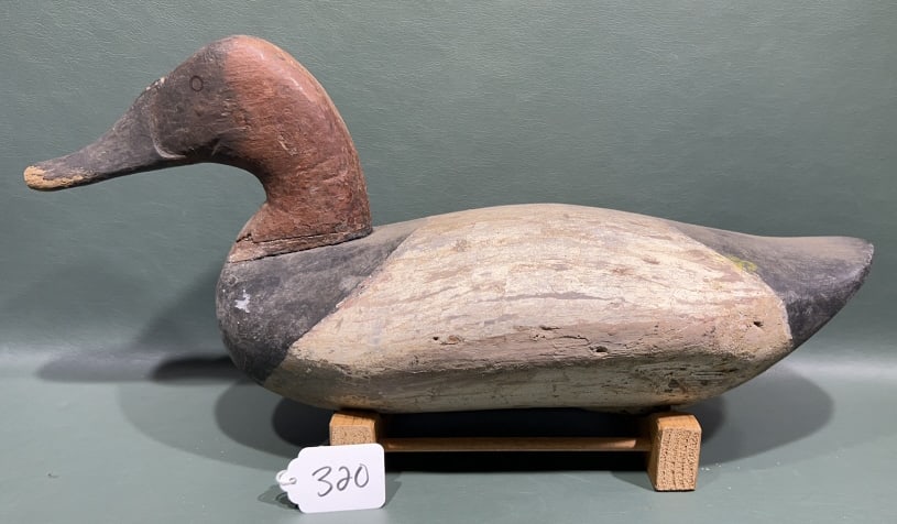 JIM CURRIER CANVASBACK DRAKE DECOY: 16"