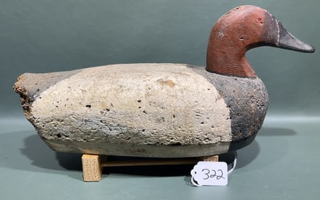 SAM BARNES CORK CANVASBACK DRAKE DECOY