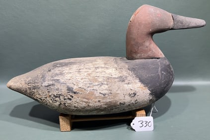 STANLEY EVANS CANVASBACK DRAKE DECOY