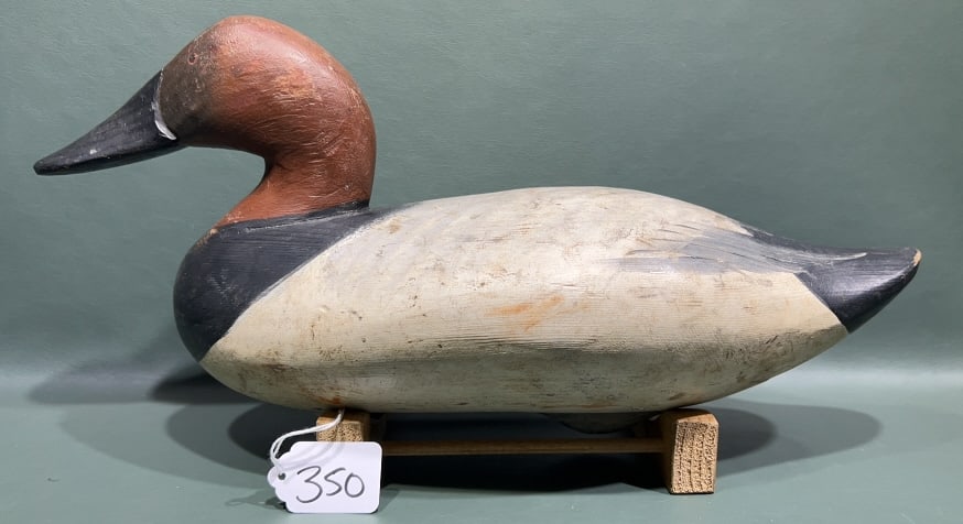 MADISON MITCHELL CANVASBACK DRAKE DECOY: 16" signed 1956