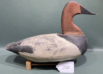 VINTAGE CANVASBACK DRAKE W/ IRON KEEL