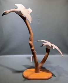 EVERETT BAILEY CARVED FLAYING SWANS