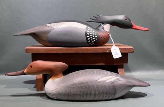 PAIR OF BILL SHAUBER MERGANSERS 1999: 19"