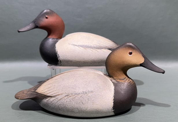 PAIR OF OLIVER LAWSON MINIATURE CANVASBACKS - 1968: 7 1/2" LONG