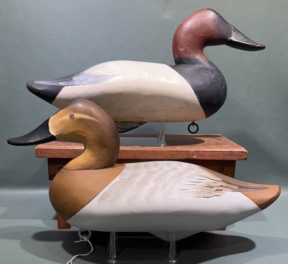 PAIR OF CHARLIE JOINER 1965 CANVASBACKS: 16"