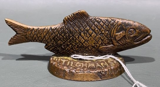 BRONZE TILGHMAN'S FERTILIZER ADVERTISING: FISH PAPERWEIGHT 4-1/2"