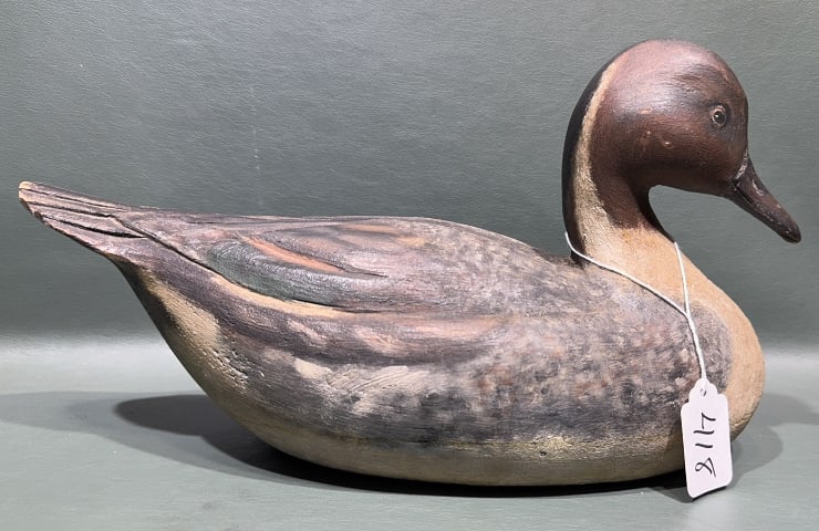 DECORATIVE HOLLOW CARVED PINTAIL DECOY: 13"