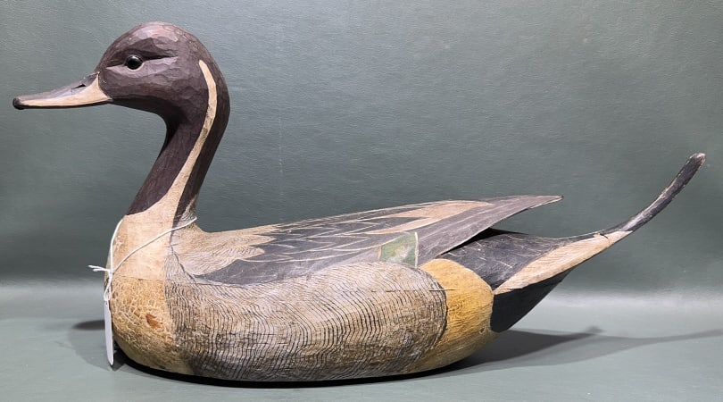 REGGIE BIRCH PINTAIL DECOY: 18" DAMAGE TO TAIL